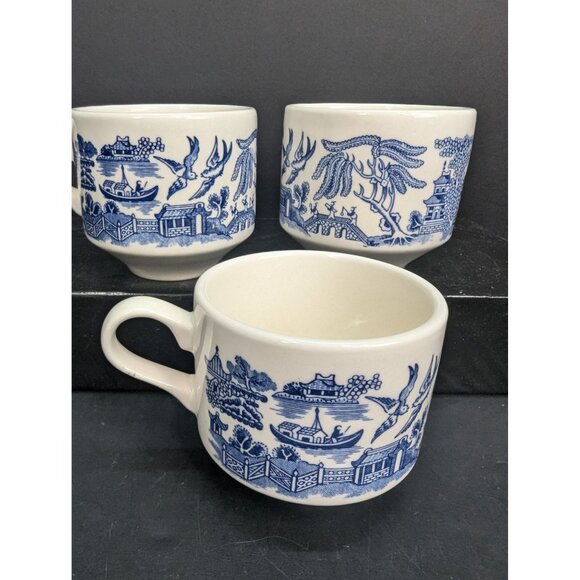 Churchill Blue Willow China Teacup 6 Oz Made in Cambodia Lot of 3 - Picture 7 of 9